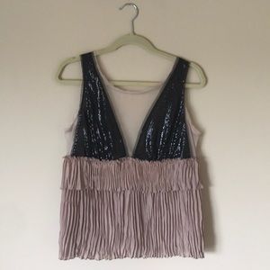 BCBG Sequin & Mesh Tank
